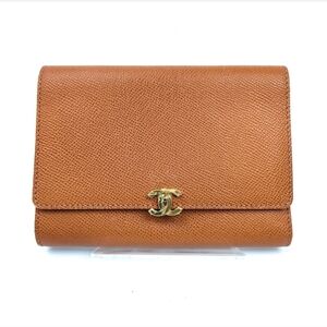 CHANEL Brown Caviar Leather Wallet